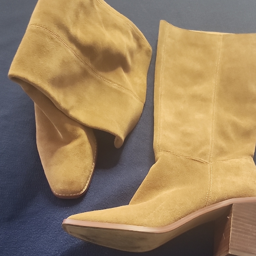 Crown Vintage Mustard Suede Heeled Boots